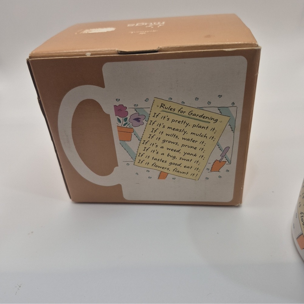 Vintage 80s Hallmark "Rules for Gardening" Ceramic Mug, Original Box, Made Korea - Picture 9 of 11